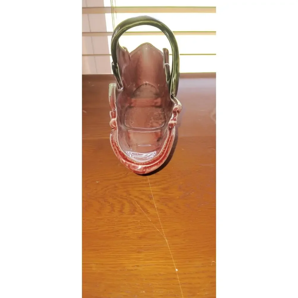 Vintage 1950's Hull Pottery Lotus Planter, Shelf Planter, Pink and Green
